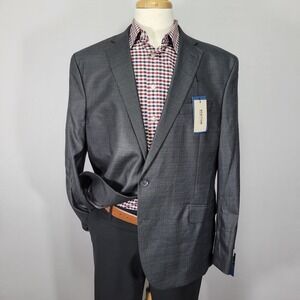 Kenneth Cole Reaction‎ Men's Sport Coat Blazer Gun Metal Techni-Cole 48R NEW